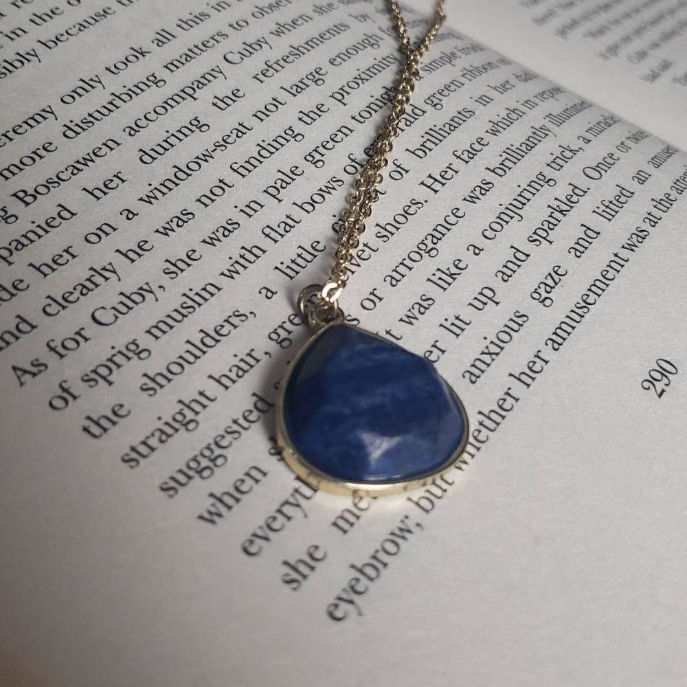 Navy Blue Faux Gemstone Necklace by Charming Charlie